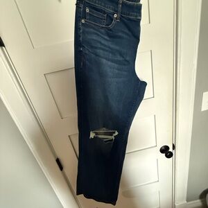 Torrid Blue Distressed Straight Leg Jeans